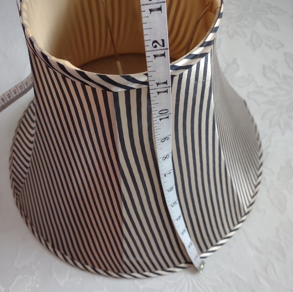 Lamp shade satin striped black golden beige - Picture 2 of 7